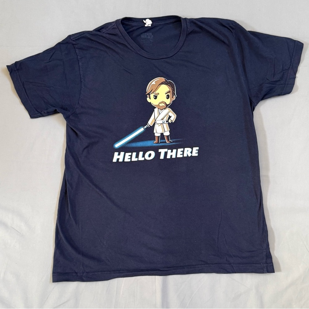Men’s TeeTurtle Obi-Wan Kenobi Graphic Navy Blue T-Shirt Size Large‎